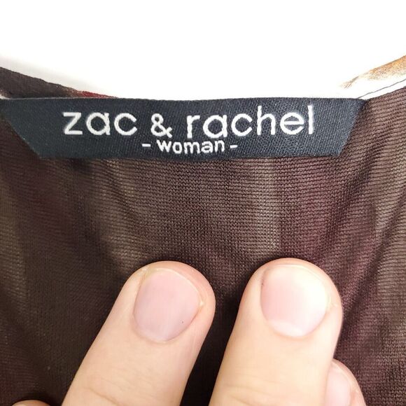 Zac Rachel Top Womens 1X Blouse Flutter Sleeves Colorful Pleated Front New - Picture 5 of 11